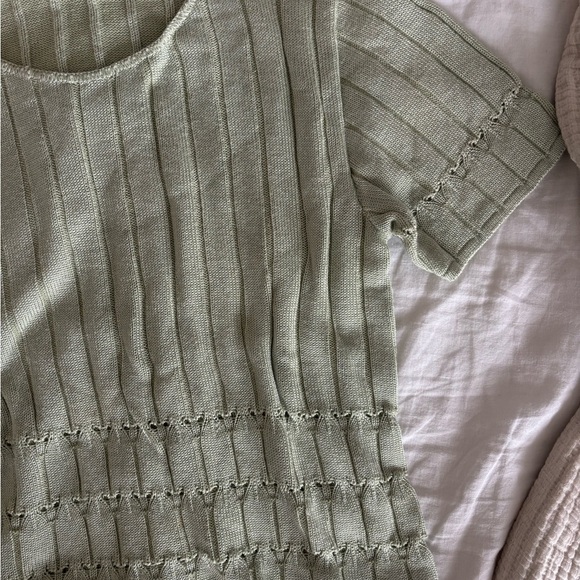 Clio Sage Seagram Green Short Sleeve Knit 90s Y2K sweater Short Sleeve Top - Picture 2 of 6